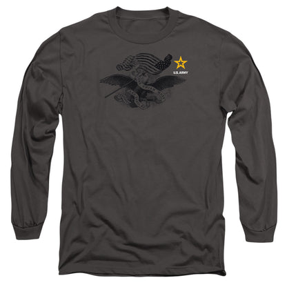 Army Left Chest Mens Long Sleeve Shirt Charcoal Officially Licensed