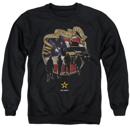 Army Duty Honor Country Mens Crewneck Sweatshirt Black