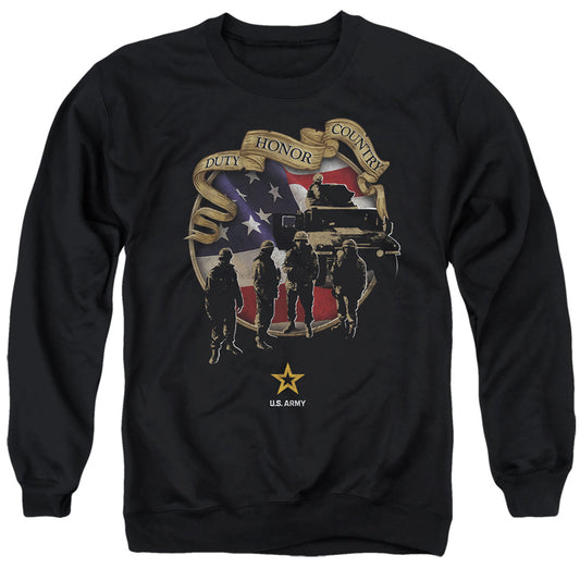 Army Duty Honor Country Mens Crewneck Sweatshirt Black