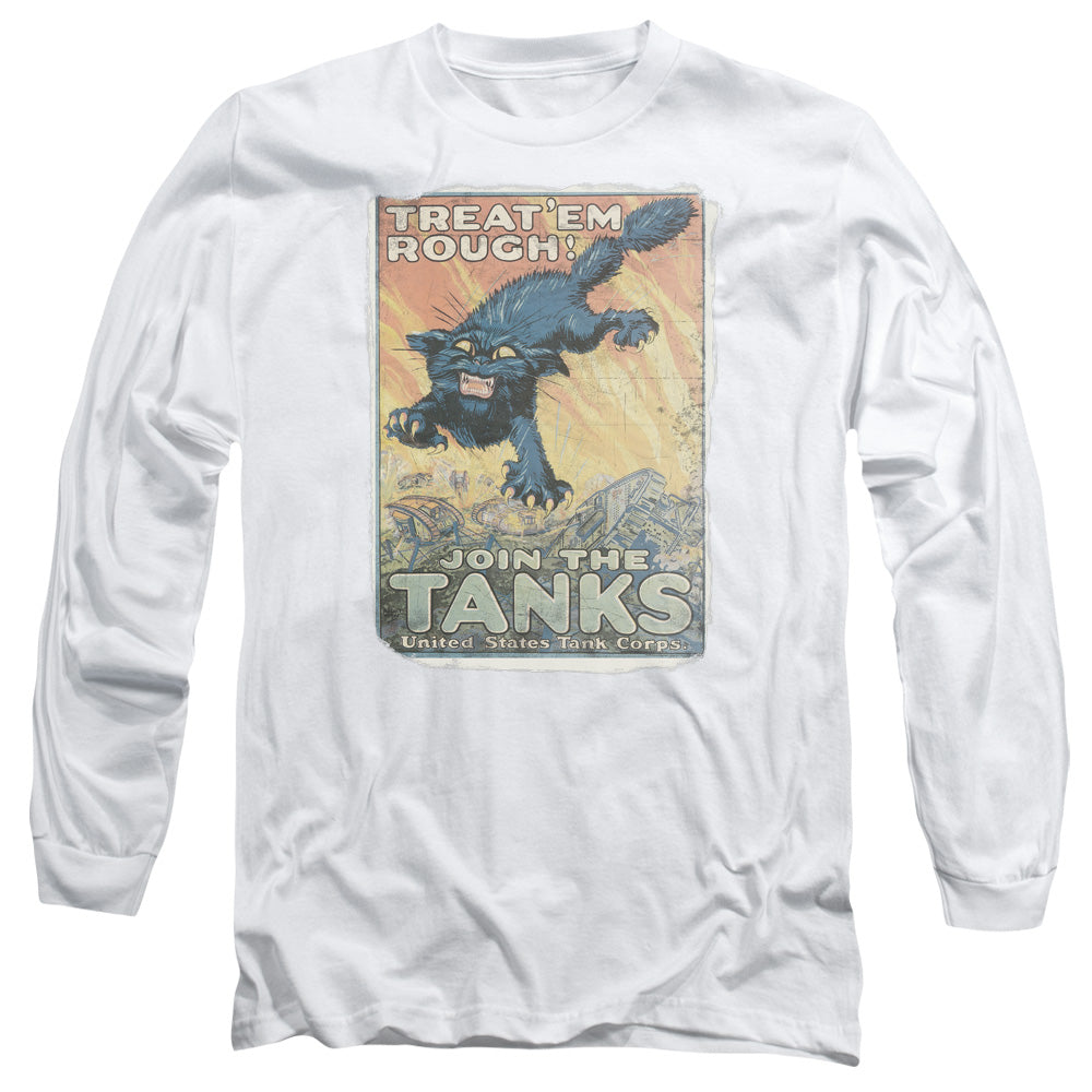 Army Treat Em Rough Mens Long Sleeve Shirt White Officially Licensed