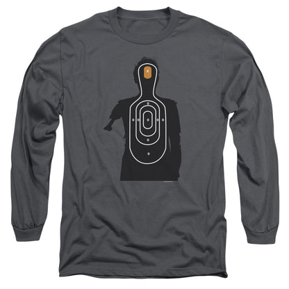 Zombie Target Mens Long Sleeve Shirt Charcoal