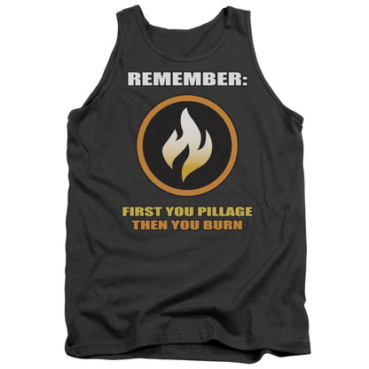 First You Pillage Mens Tank Top Shirt Charcoal