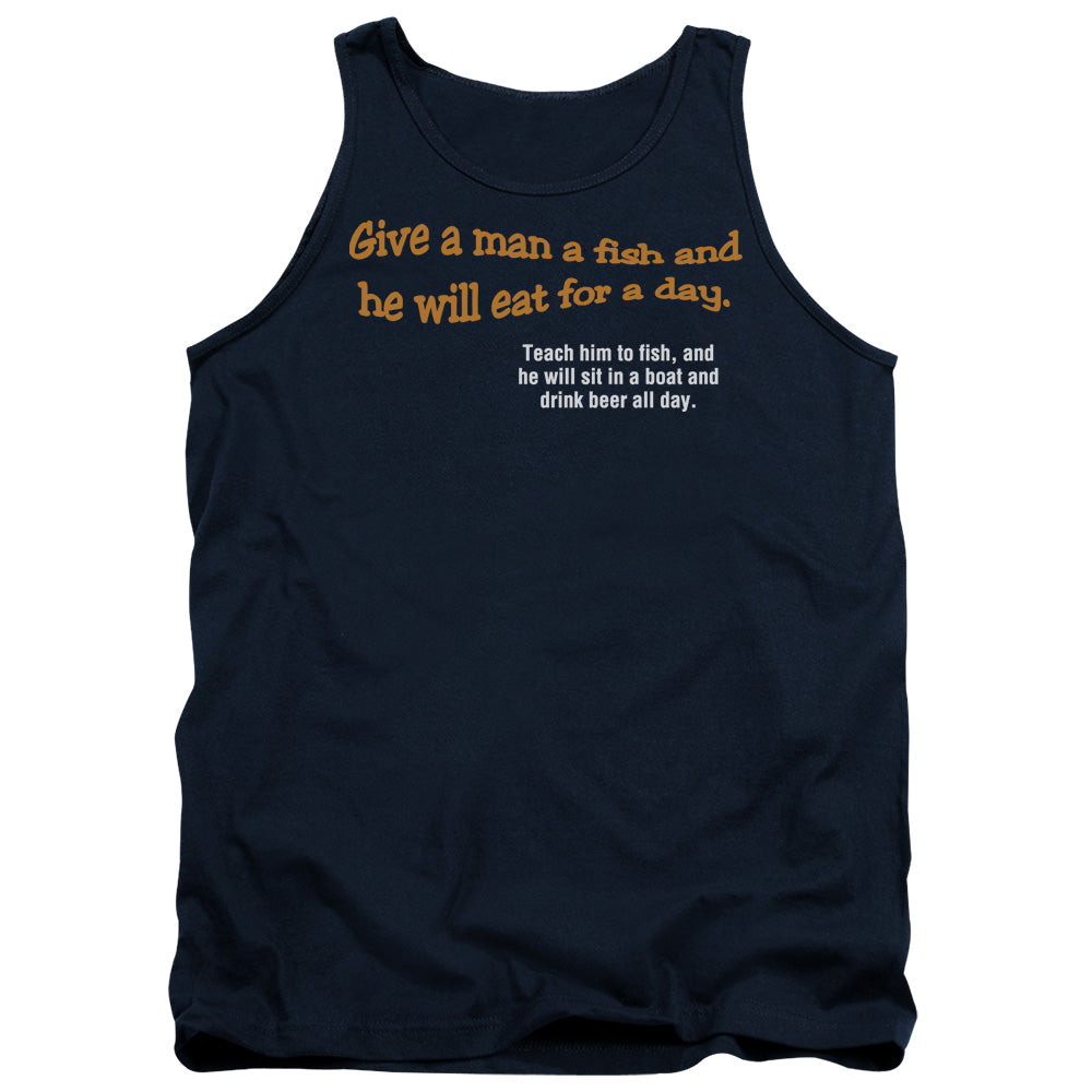 Give A Man A Fish Mens Tank Top Shirt Navy