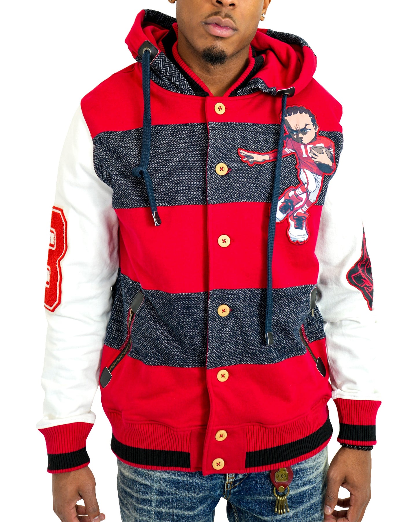 The Boondocks Riley Football Knit Red Mens Hoodie