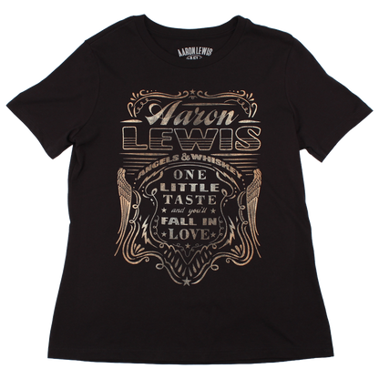 Aaron Lewis Angels and Whiskey Womens T Shirt Black