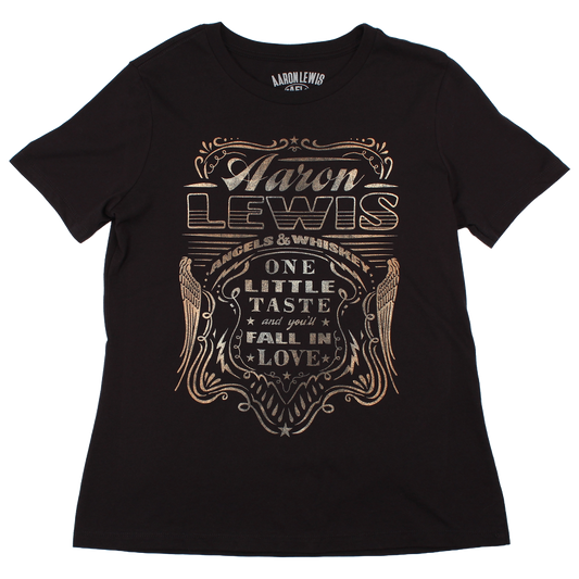 Aaron Lewis Angels and Whiskey Womens T Shirt Black