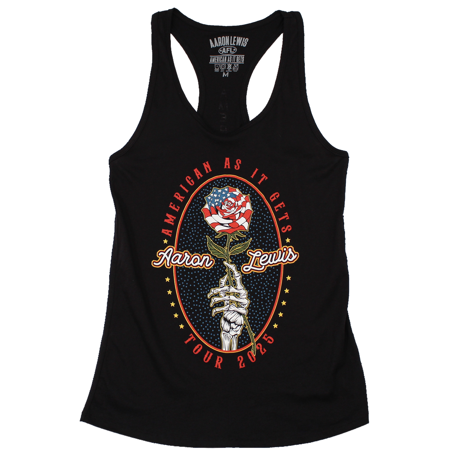 Aaron Lewis Rose Flag Womens Racerback Tank Top Black