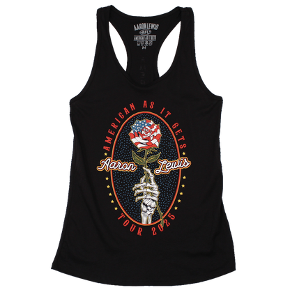 Aaron Lewis Rose Flag Womens Racerback Tank Top Black