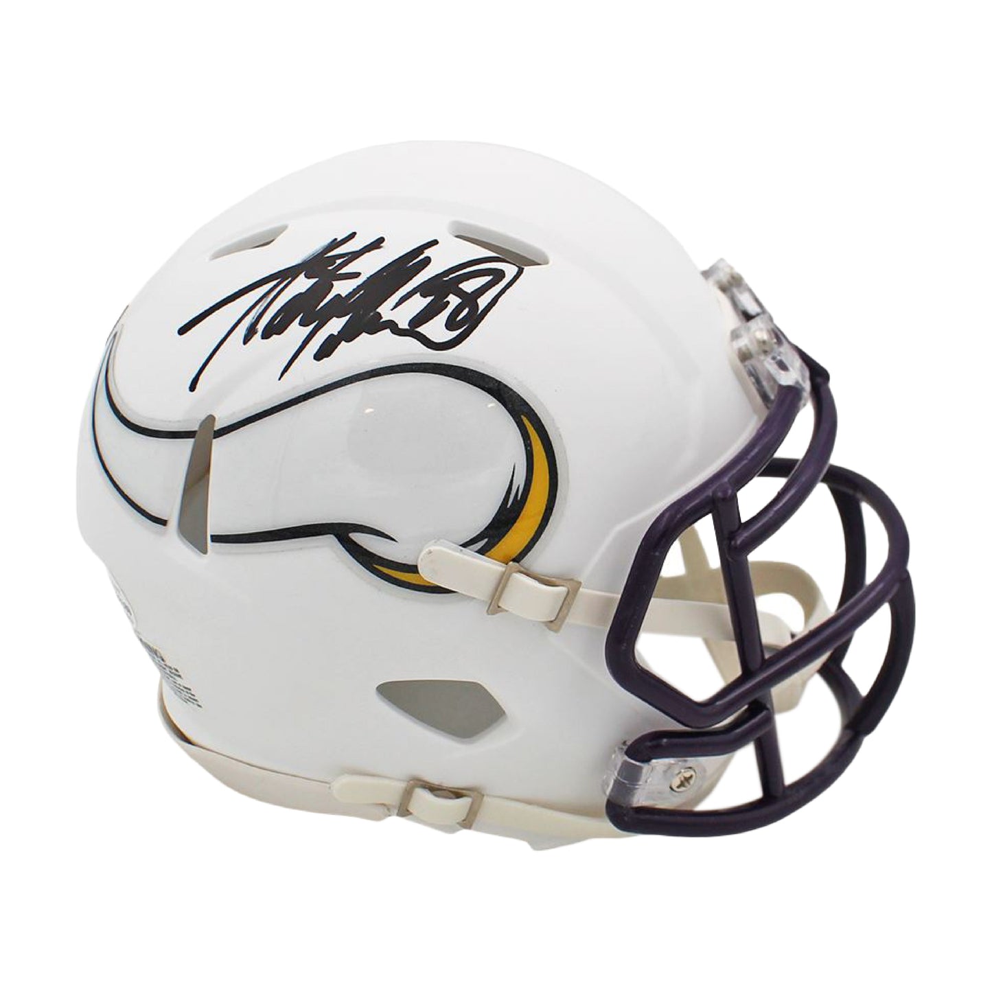 Adrian Peterson Autographed Vikings Flat White Mini Helmet - Beckett Auth