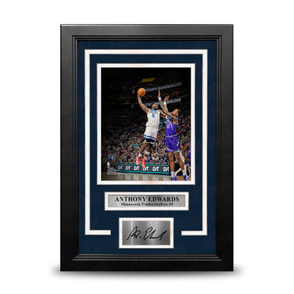 Anthony Edwards One-Handed Dunk Minnesota Timberwolves 8" x 10" Framed Photo with Engraved Autograph