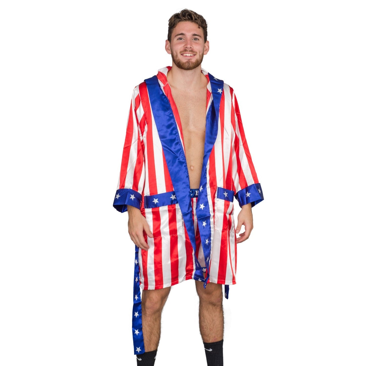 Adult Satin American Flag Robe Movie Boxer Halloween Cosplay Costume Replica Robe