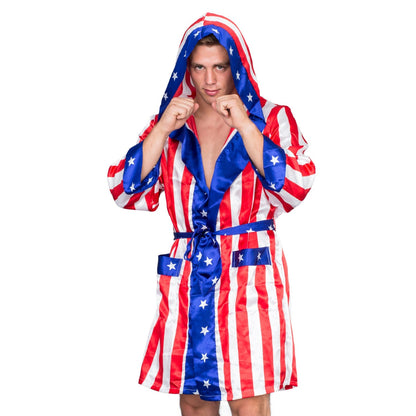 Adult Satin American Flag Robe Movie Boxer Halloween Cosplay Costume Replica Robe