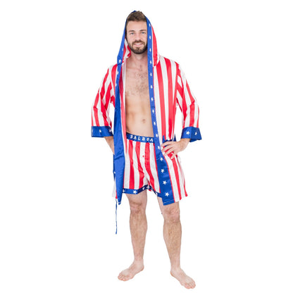 Adult Satin American Flag Robe Movie Boxer Halloween Cosplay Costume Replica Robe