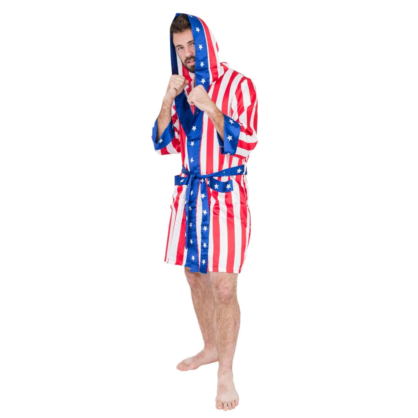 Adult Satin American Flag Robe Movie Boxer Halloween Cosplay Costume Replica Robe