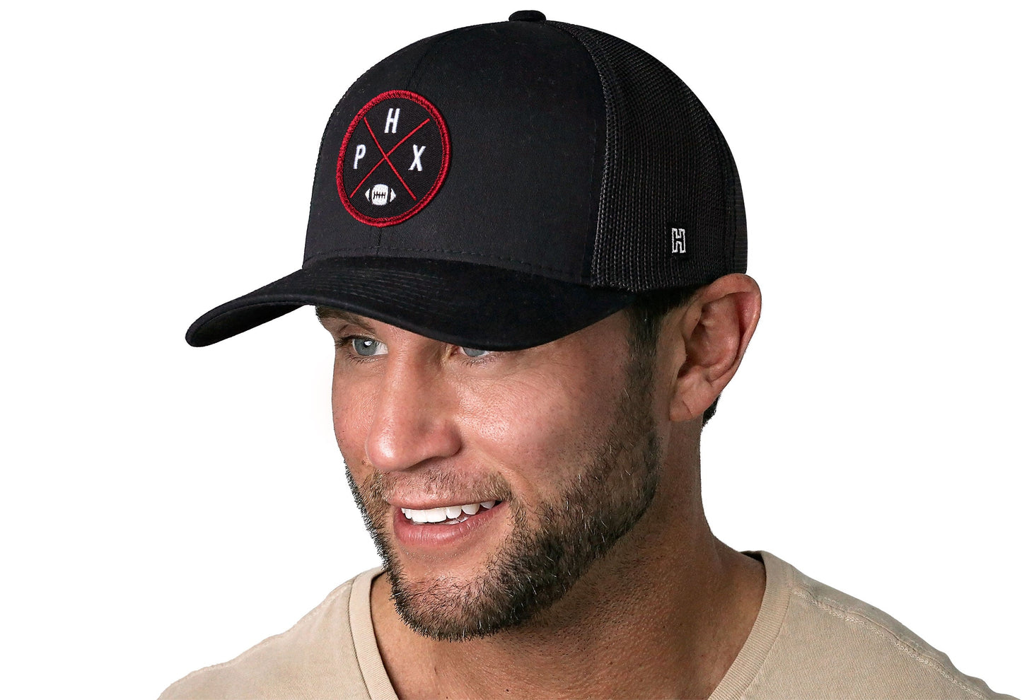 Arizona Trucker Hat  |  Black PHX X Football Snapback