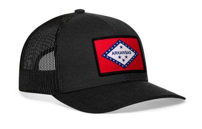 Arkansas Flag Trucker Hat  |  Black Arkansas Flag Snapback
