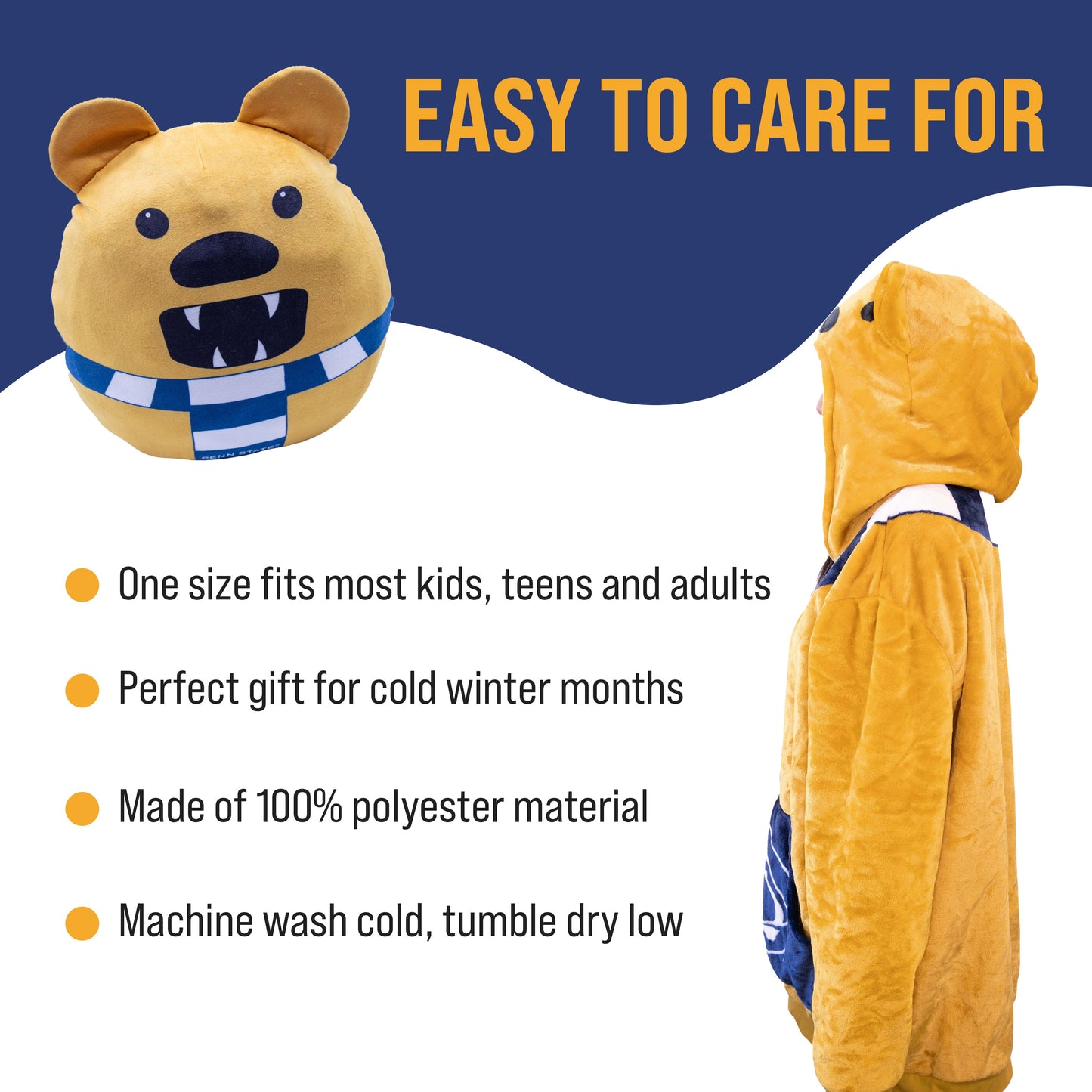 Penn State University Nittany Lion Snugible 2-in-1 Blanket Hoodie & Pillow