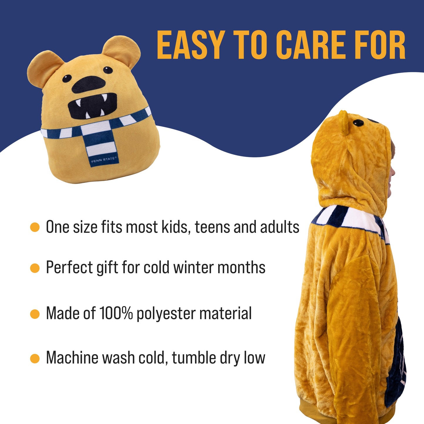 Penn State Nittany Lion Junior Snugible 2-in-1 Blanket Hoodie & Pillow