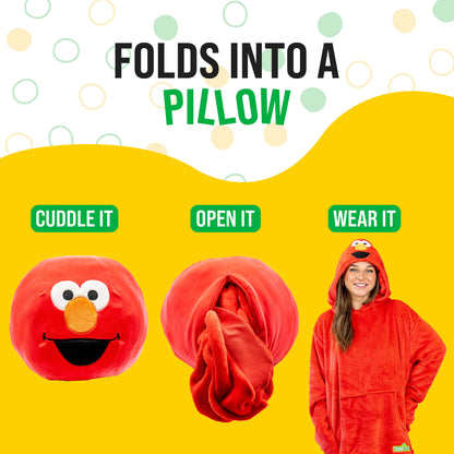 Sesame Street | Elmo Adult Snugible 2-in-1 Blanket Hoodie & Pillow