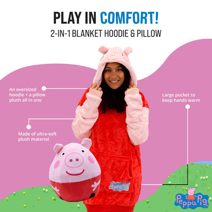 Hasbro | Peppa Pig Adult Snugible | Blanket Hoodie & Pillow