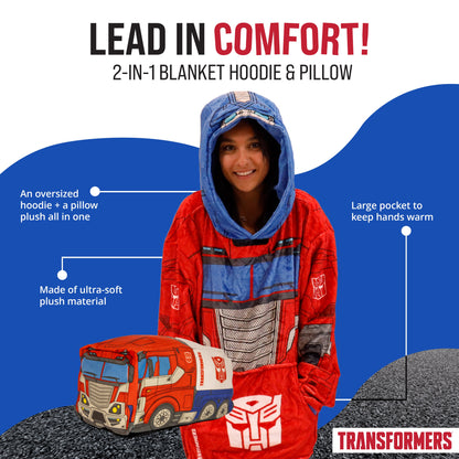 Hasbro | Transformers Optimus Prime Adult Snugible | Blanket Hoodie & Pillow