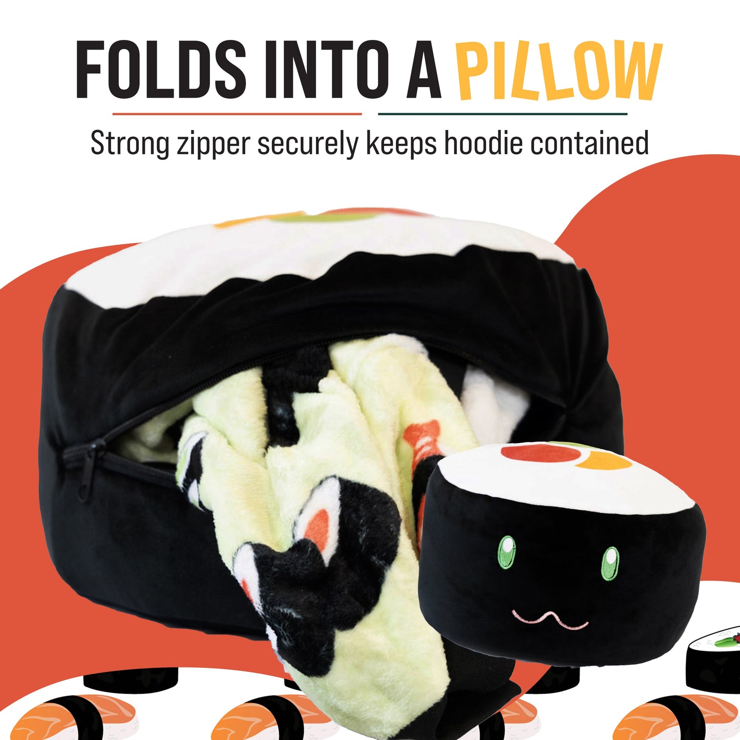 Sushi Snugible 2-in-1 Blanket Hoodie & Pillow