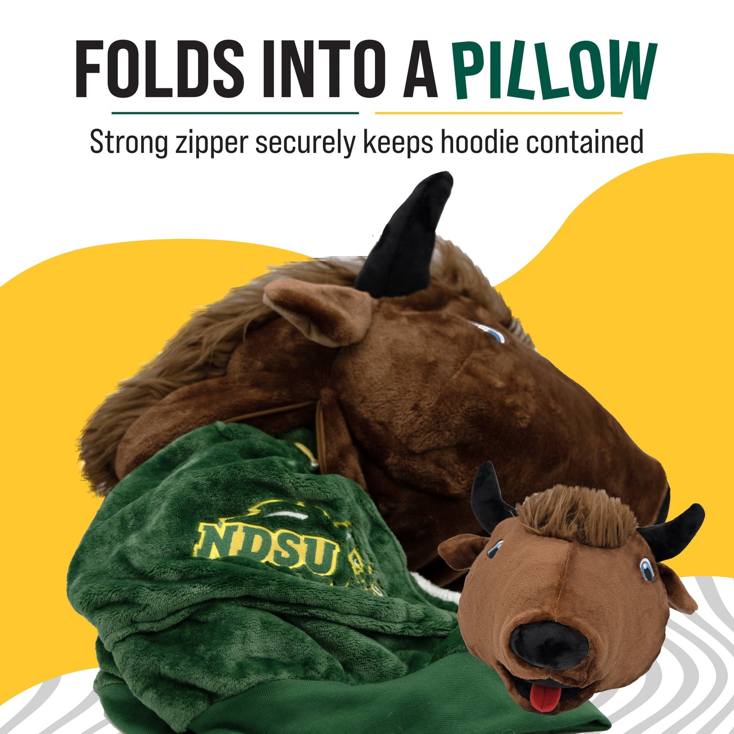 North Dakota State University Bison Snugible 2-in-1 Blanket Hoodie & Pillow