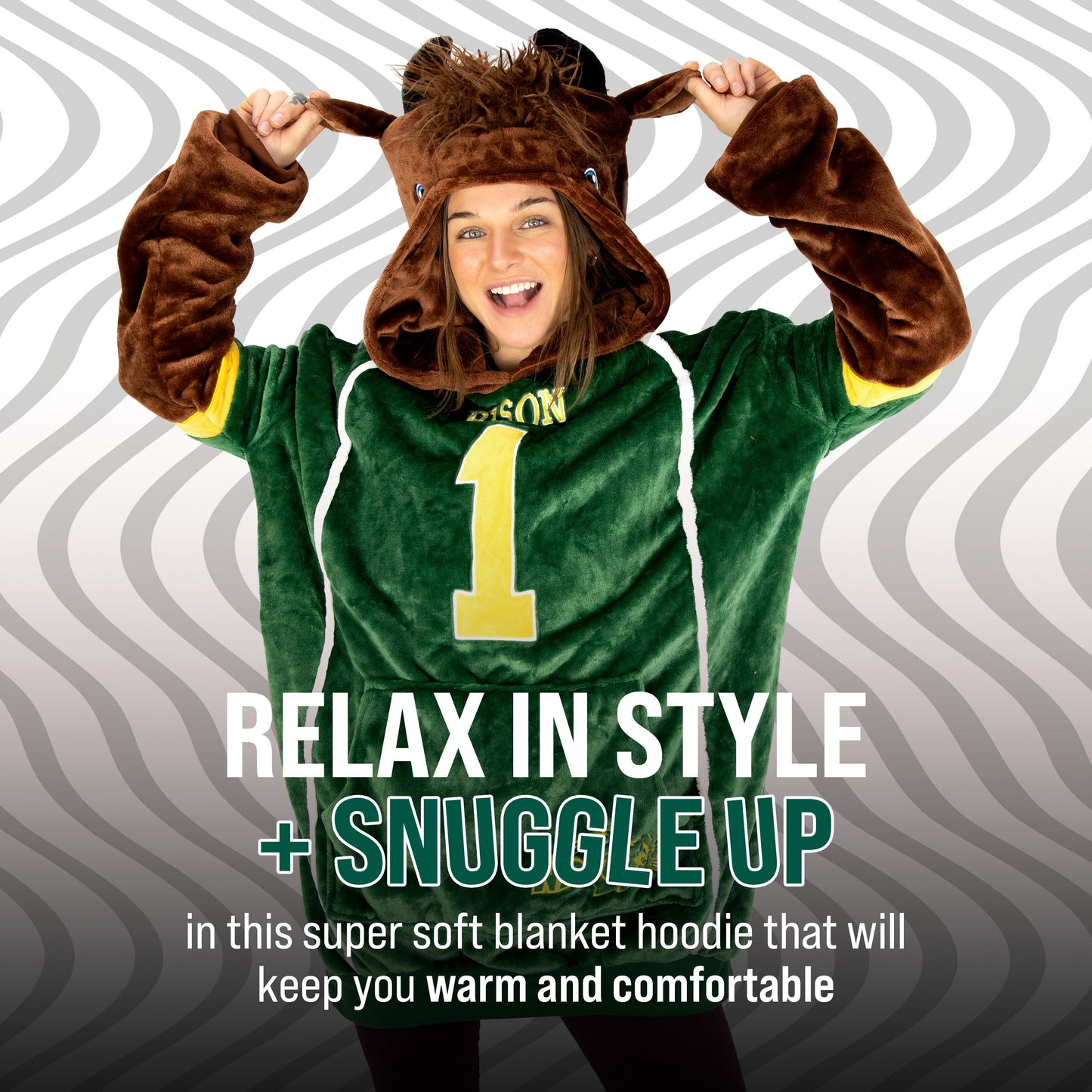 North Dakota State University Bison Snugible 2-in-1 Blanket Hoodie & Pillow