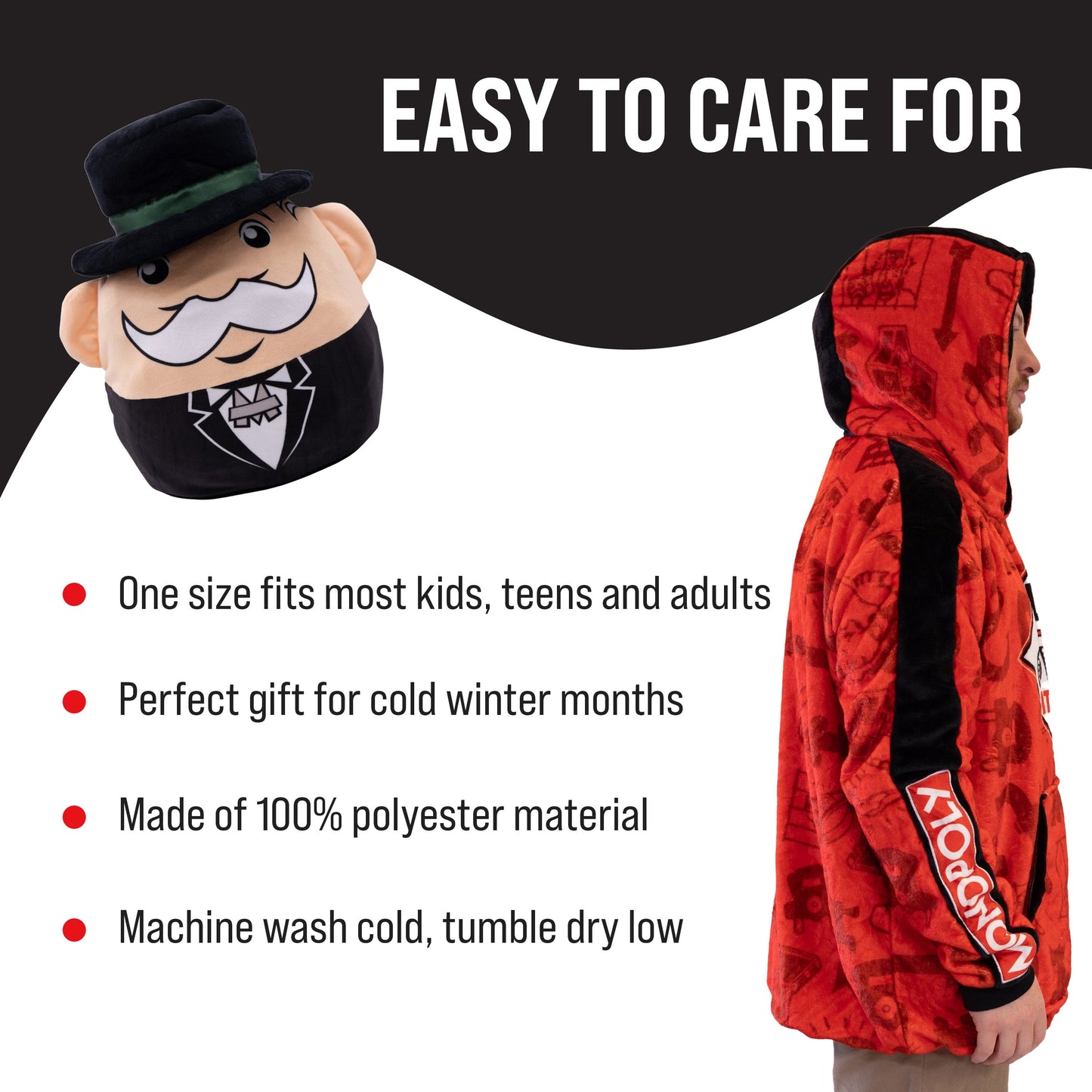 Hasbro | Monopoly Go Own It All Snugible | Blanket Hoodie & Pillow