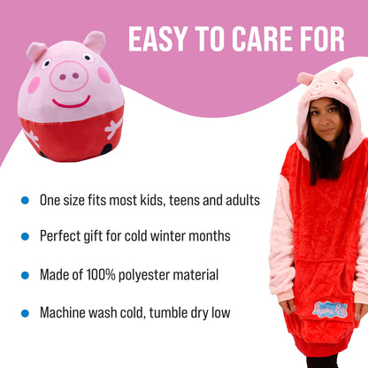Hasbro | Peppa Pig Adult Snugible | Blanket Hoodie & Pillow