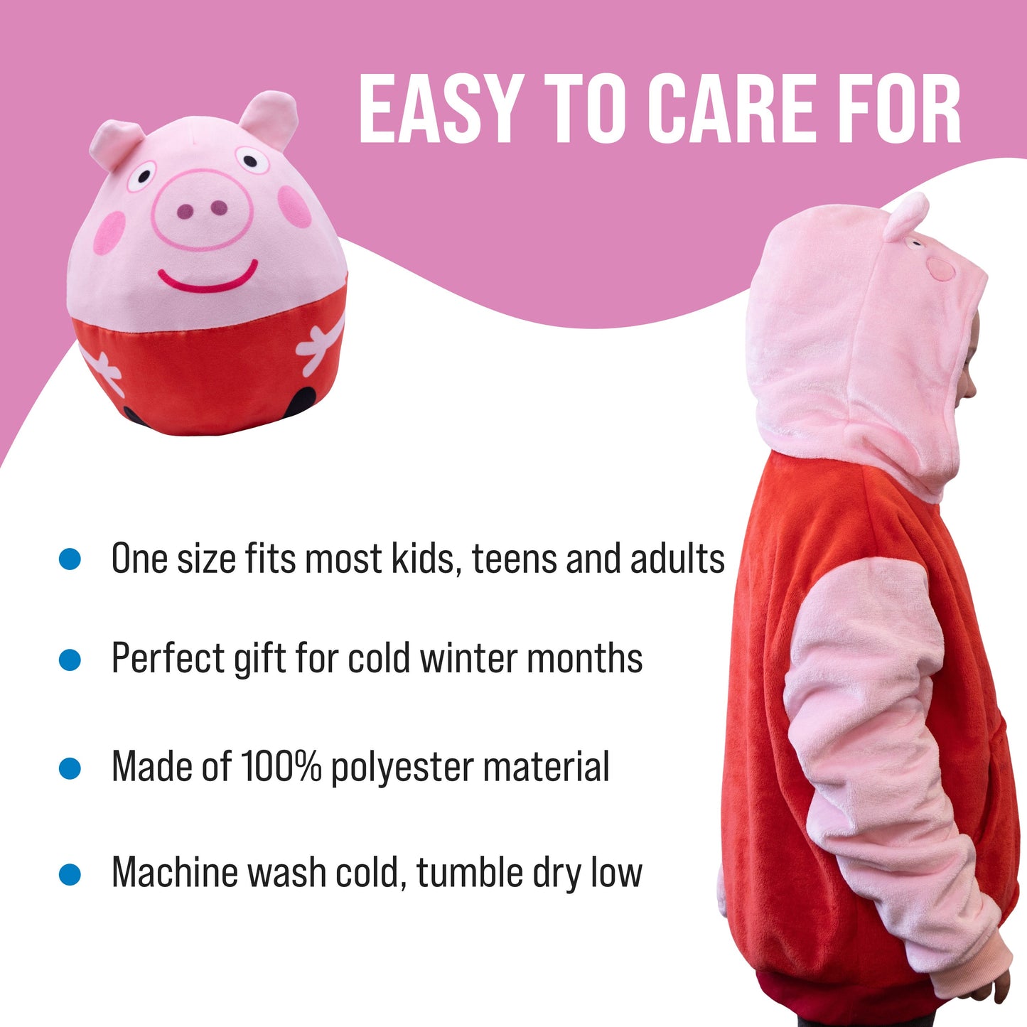 Hasbro | Peppa Pig Kids Snugible | Blanket Hoodie & Pillow