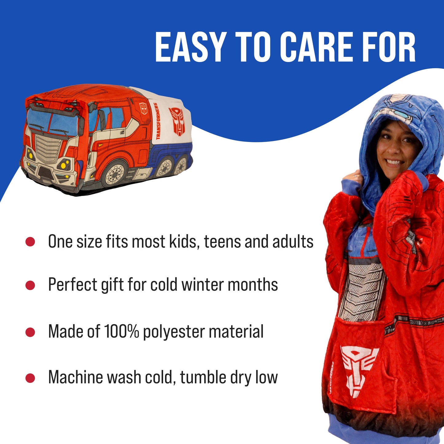 Hasbro | Transformers Optimus Prime Adult Snugible | Blanket Hoodie & Pillow