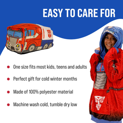 Hasbro | Transformers Optimus Prime Adult Snugible | Blanket Hoodie & Pillow