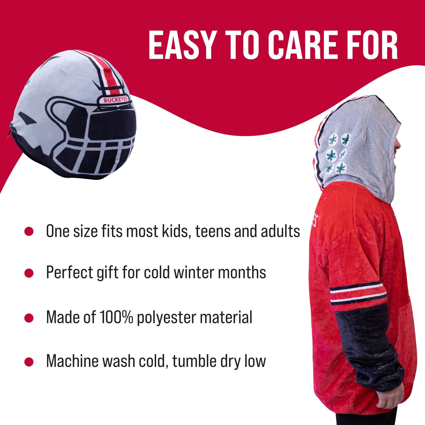 Ohio State University Helmet Snugible | Blanket Hoodie & Pillow