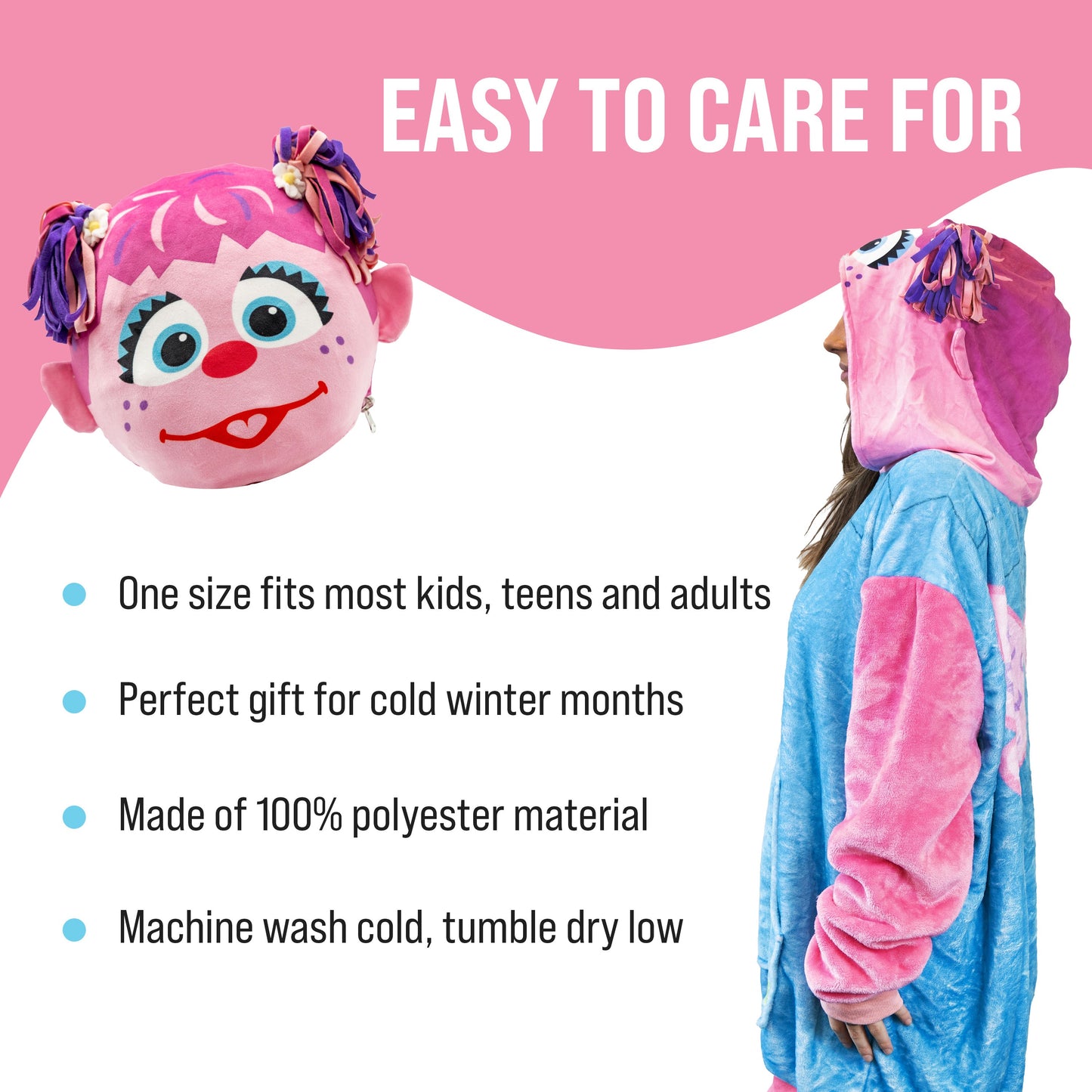 Sesame Street | Abby Cadabby Adult Snugible 2-in-1 Blanket Hoodie & Pillow