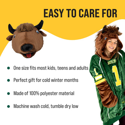 North Dakota State University Bison Snugible 2-in-1 Blanket Hoodie & Pillow