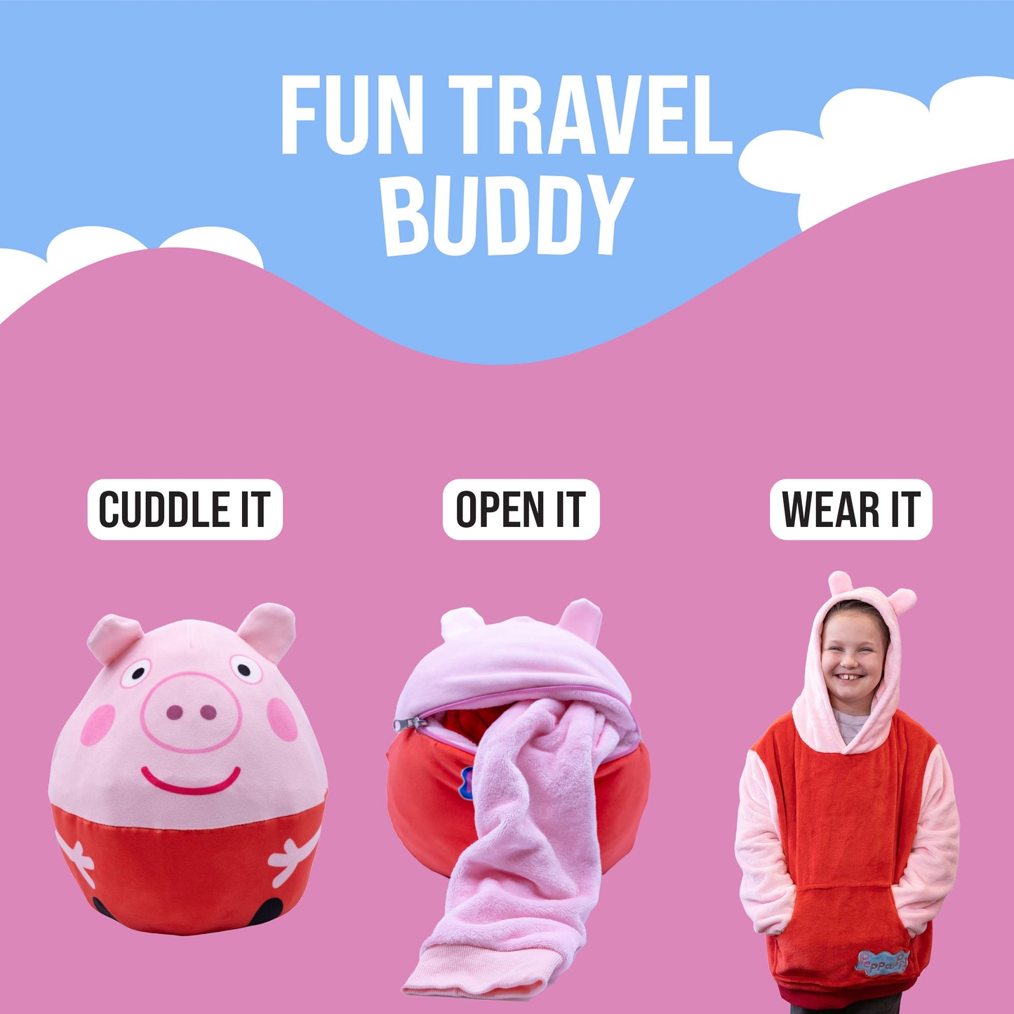 Hasbro | Peppa Pig Kids Snugible | Blanket Hoodie & Pillow