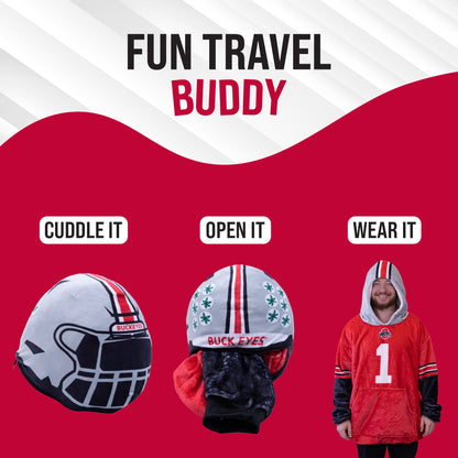 Ohio State University Helmet Snugible | Blanket Hoodie & Pillow