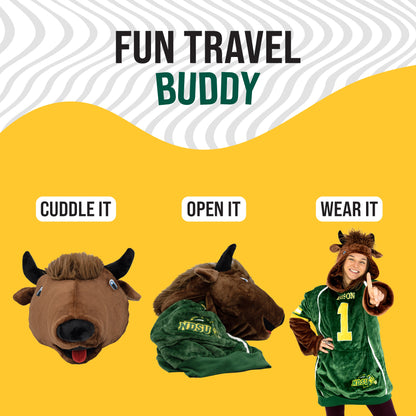 North Dakota State University Bison Snugible 2-in-1 Blanket Hoodie & Pillow
