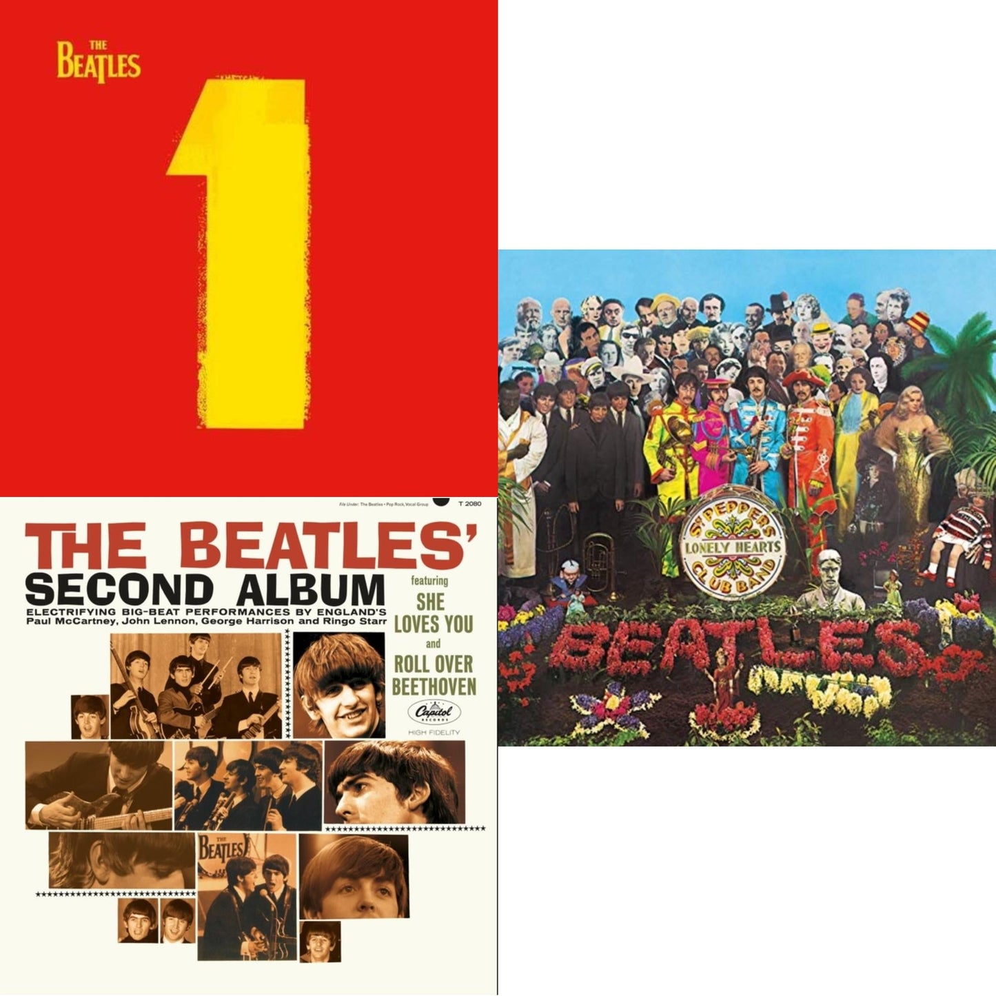 Beatles - Beatles Second Album  & 1 (2015 Reissue) & Sgt. Pepper's Lonely Hearts Club Band (2017 Stereo Mix/180G/Original Stencils) - LP Vinyl Bundle