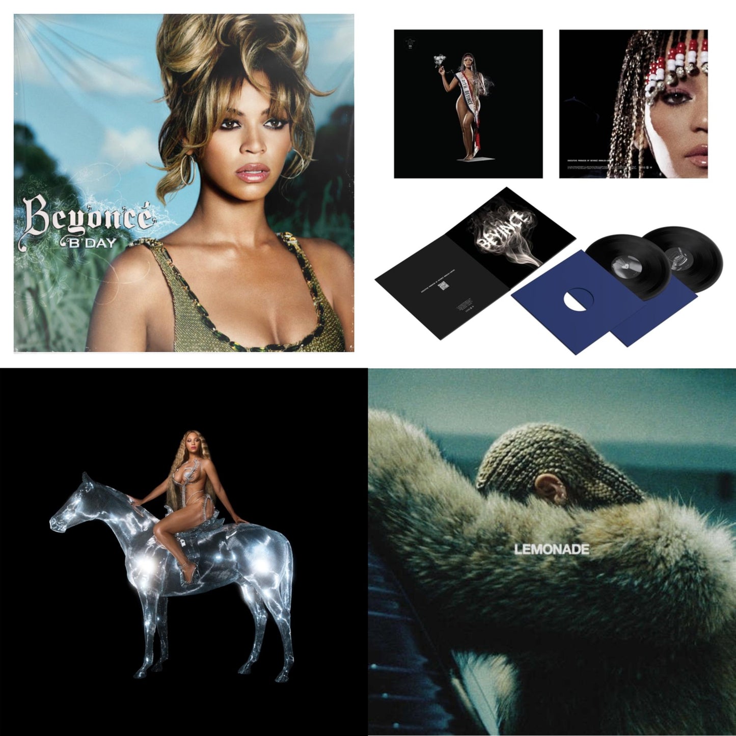 Beyonce - Renaissance (X) (180G/2LP) & Cowboy Carter (X) (2LP/180G/Bead Face) & B'day (2LP/180G) & Lemonade (Limited 180G Yellow LP Vinyl/Dl Card Includes Audio & Video)