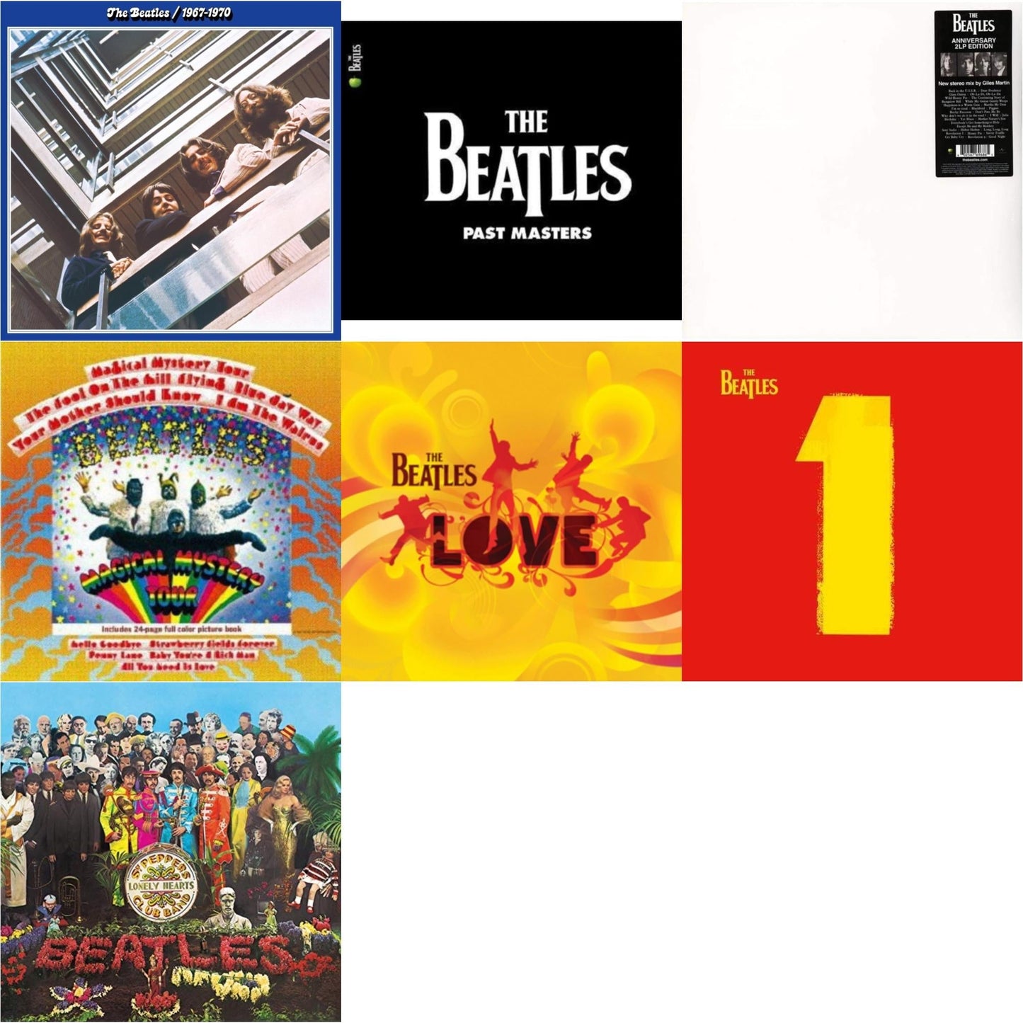 Beatles - Magical Mystery Tour & Past Masters 1 & 2 & Beatles 1967-1970 (2023 Edition) (Half-Speed) (3LP) & Love  & 1 (2015 Reissue) & Sgt. Pepper's Lonely Hearts Club Band (2017 Stereo Mix/180G/Original Stencils) & Beatles (The White Album) (2LP)