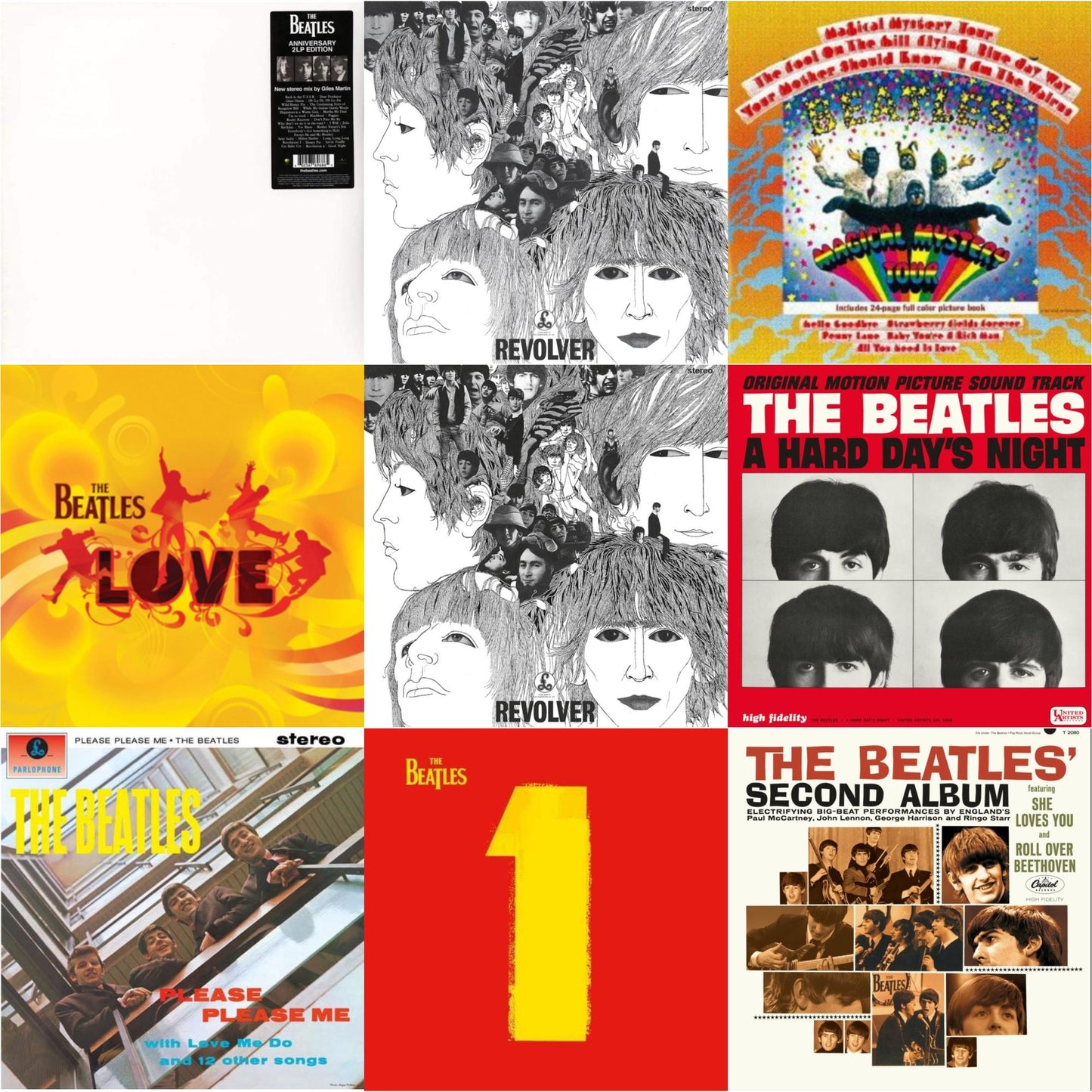 Beatles - Please Please Me & Magical Mystery Tour & Revolver Special Edition & Revolver - Special Edition (Picture Disc) & Beatles Second Album  & Hard Day's Night (Ost)  & Love  & 1 (2015 Reissue) & Beatles (The White Album) (2 LP)