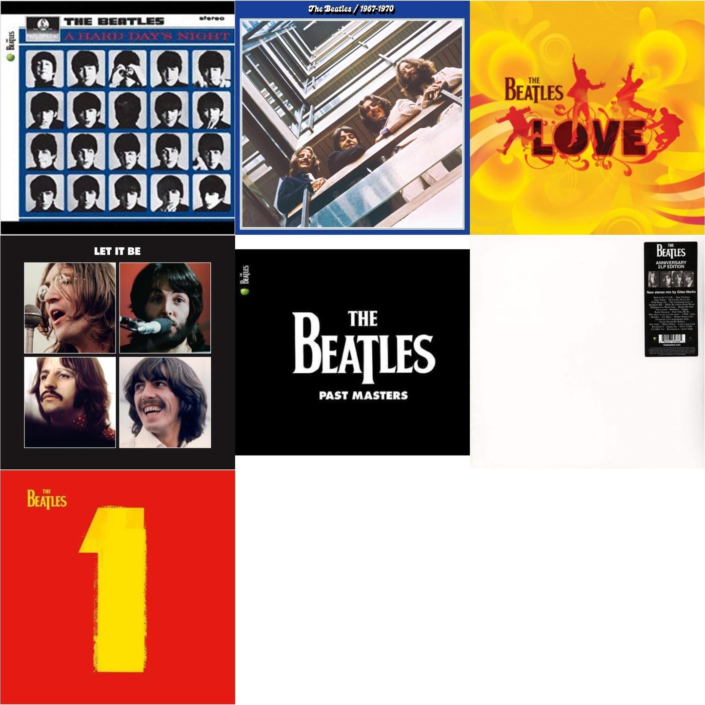 Beatles - Hard Day's Night & Past Masters 1 & 2 & Beatles 1967-1970 (2023 Edition) (Half-Speed) (3LP) & Let It Be Special Edition & Love  & 1 (2015 Reissue) & Beatles (The White Album) (2 LP)