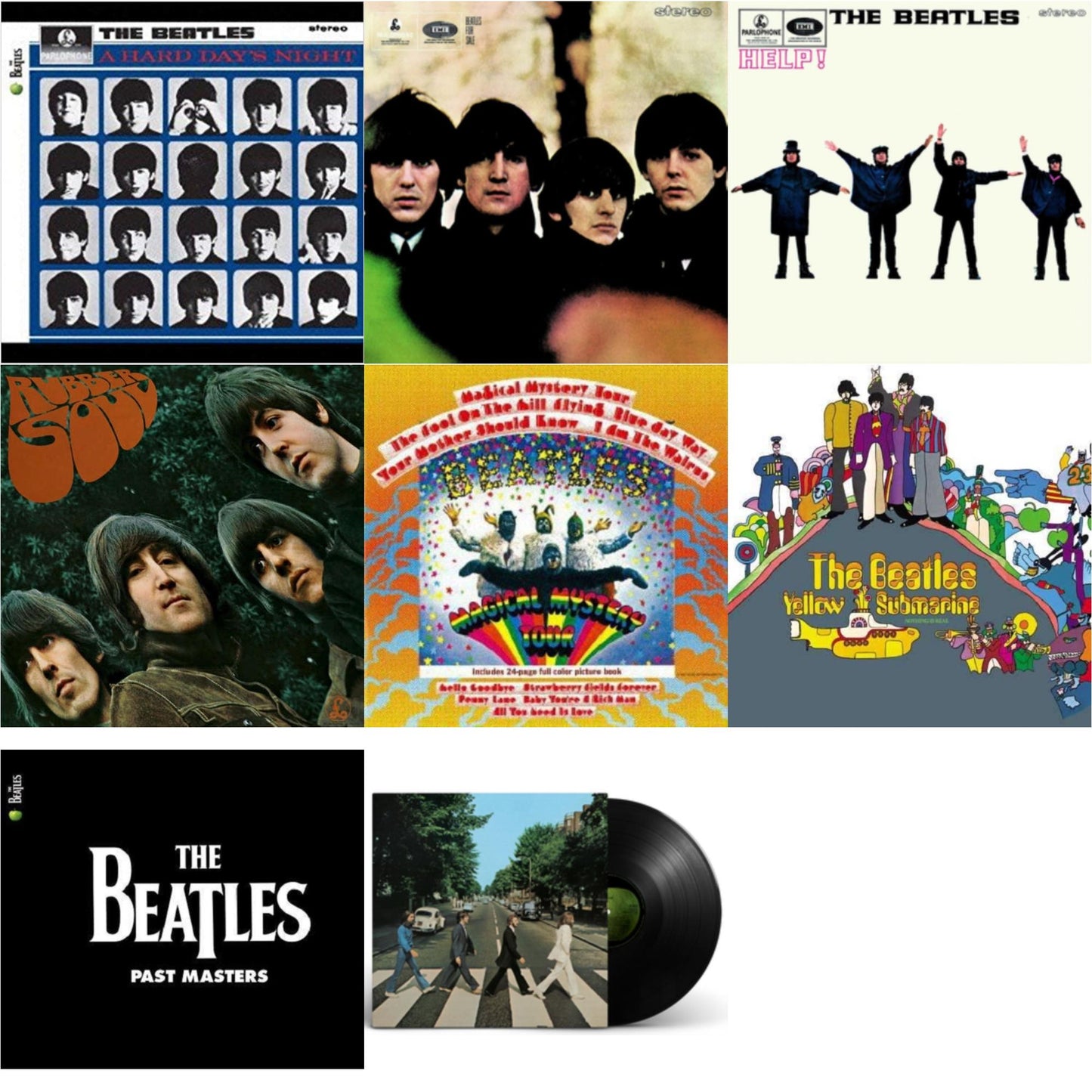 Beatles - Hard Day's Night & Beatles For Sale & Help & Rubber Soul & Magical Mystery Tour & Yellow Submarine & Past Masters 1 & 2 & Abbey Road Anniversary - LP Vinyl Bundle