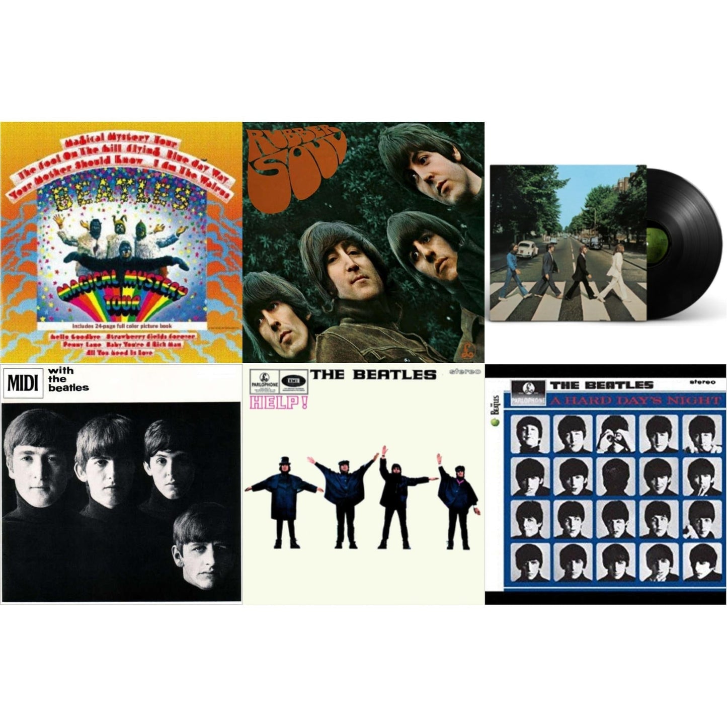 Beatles - Hard Day's Night & Help & Rubber Soul & With The Beatles & Magical Mystery Tour & Abbey Road Anniversary - LP Vinyl Bundle