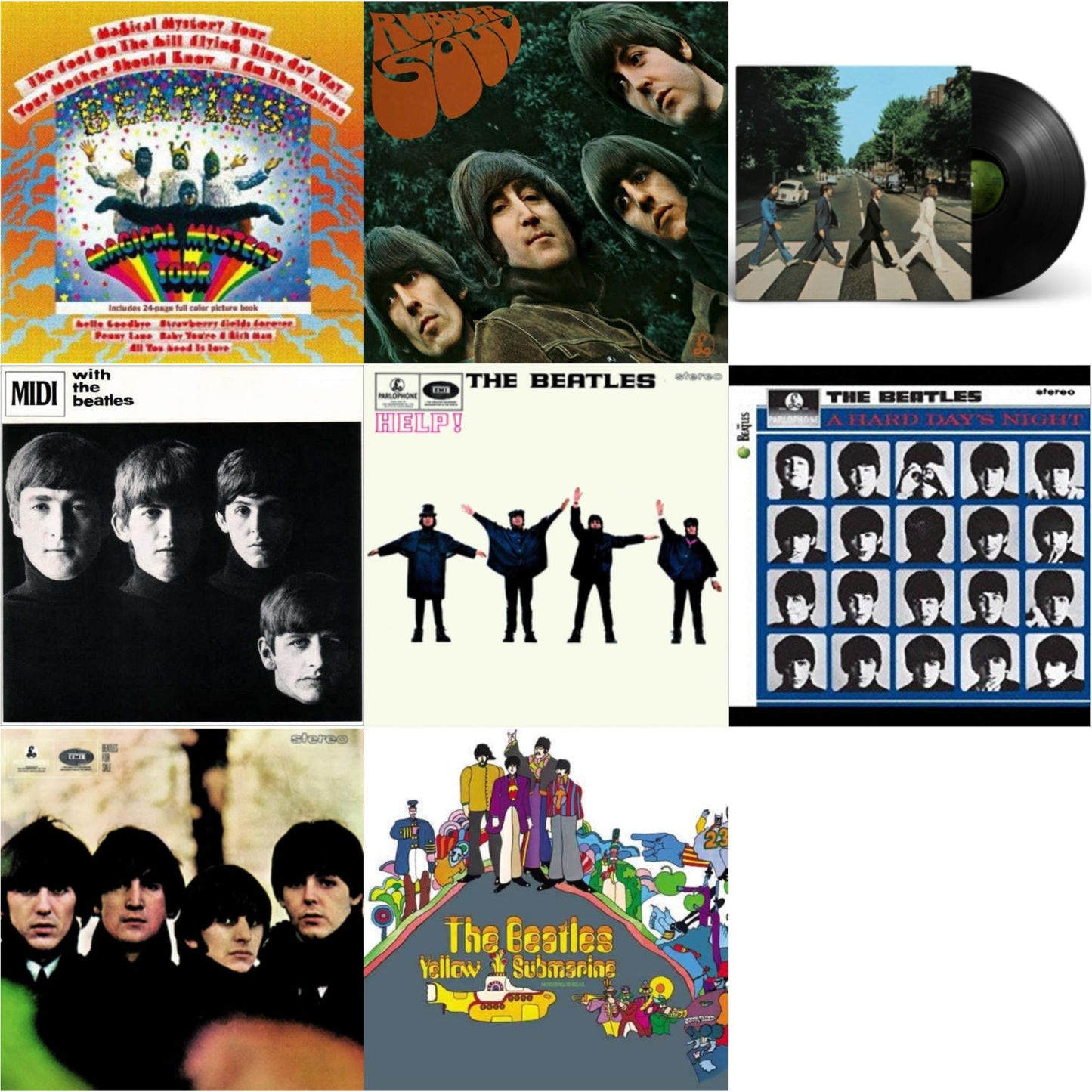 Beatles - Hard Day's Night & Beatles For Sale & Help & Rubber Soul & With The Beatles & Magical Mystery Tour & Yellow Submarine & Abbey Road Anniversary - LP Vinyl Bundle