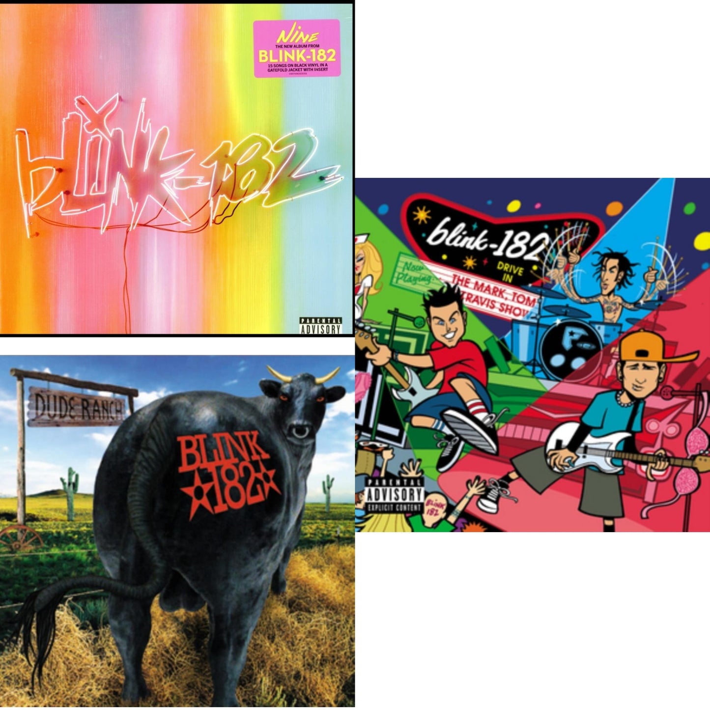 Blink-182 - Nine (140G) & Dude Ranch & Mark Tom & Travis Show (Enema Strikes Back) - LP Vinyl Bundle