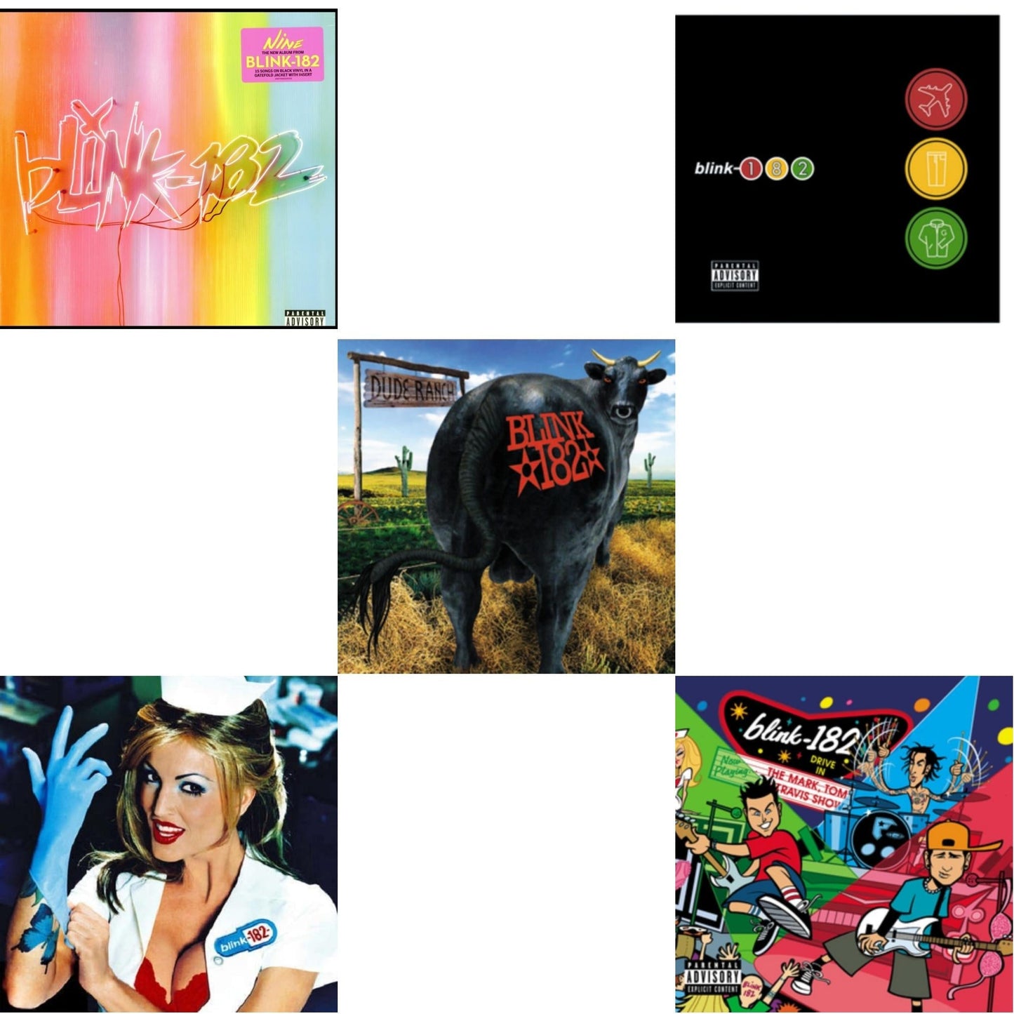 Blink-182 - Nine (140G) & Enema Of The State (X) & Dude Ranch & Take Off Your Pants & Jacket & Mark Tom & Travis Show (Enema Strikes Back) - LP Vinyl Bundle
