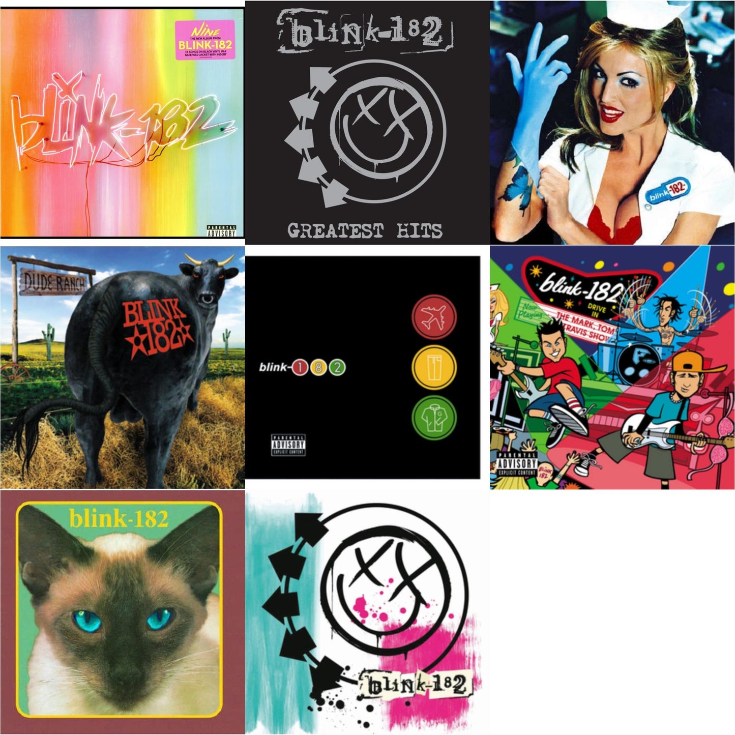 Blink-182 - Nine (140G) & Greatest Hits (2LP) & Enema Of The State (X) & Dude Ranch & Take Off Your Pants & Jacket & Mark Tom & Travis Show (Enema Strikes Back) & Cheshire Cat & Blink-182